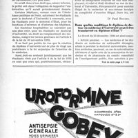 0941 - Page 798-XII - Droit médico-professionnel. Un étudiant en vue du diplôme d’Université peut-il remplacer un docteur en médecine ? / Dans quelles conditions le diplôme de docteur en médecine d’Université peut-il être transformé en diplôme d’Etat ?
