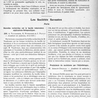 0960 - Page 817 - Partie scientifique. L’actualité Scientifique. La Presse. Les plus fréquences dermatoses du dermatoses du cuir chevelu et leur traitement [(La Presse médicale, 31 juillet 1926)] / Les Sociétés Savantes. Paris. Nouvelles recherches sur le bacille tuberculeux : applications thérapeutiques, (Académie de médecine, 15-2-1927) / Prophylaxie du rachitisme par l’héliothérapie, (Académie de médecine ; 15-2-1927)