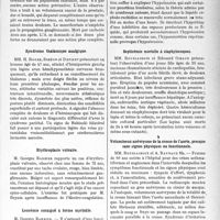 0964 - Page 821 - Partie scientifique. L’actualité Scientifique. Les Sociétés Savantes. Marseille. Comité médical des Bouches-du-Rhône. Le mésothorium en urologie (tumeurs de la vessie et cancers de la prostate). Applications et résultats personnels / Syndrome. ome thalamique analgique / Erythroplasie vulvaire / Leucémie suraiguë à forme myéloïde / A propos du mécanisme de l’hypotension par ponction lombaire / Septicémie mortelle à staphylocoques / Volumineux anévrysme de la crosse de l’aorte, presque sans signes physiques ou fonctionnels / Radiographies du coeur après injection lipiodolée des coronaires