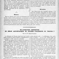 1027 - Page 874 - Partie scientifique. Travaux Originaux. Les maladies de la parole. III. — Traitement des Dyslalies, par G. de Parrel et Henriette Hoffer / De l’injection préventive de sérum antitétanique en matière d’accidents du travail, par le Dr. Alfred Bastin