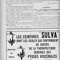 1065 - Page 910-LVI - Correspondance. Secret professionnel. Le secret dans les Sociétés de Secours mutuels / Accidents. Soins donnés à des domestiques victimes d’accidents du travail
