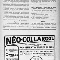 1066 - Page LVII-911 - Correspondance. Accidents. Soins donnés à des domestiques victimes d’accidents du travail / Procédure à suivre par un blessé atteint d’incapacité permanente