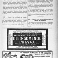 1084 - Page IX-925 - Correspondance. Accidents. Paiement par l’ouvrier de la différence entre le tarif ministériel et le tarif de Dr. oit commun / Rente d’un accidenté du travail / Contre visite par le médecin du tiers auteur de l’accident