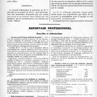 1121 - Page 962 - Partie professionnelle. Exercice illégal de la médecine. Sou médical. Extrait analytique des procès-verbaux du Conseil d’Administration / Reportage professionnel. Nouvelles et Informations. Secours aux infortunes médicales de guerre / Le dénombrement des étudiants en médecine / Ecole française de stomatologie / Nombre à Paris et à Lyon, des médecins, pharmaciens, accoucheuses, dentistes