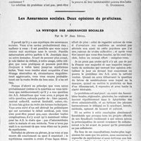 1194 - Page 1007 - Partie professionnelle. Travaux Originaux. L’extension des pouvoirs des commissions de contrôle aux termes de l’article 64 de la loi des pensions militaires [G. Duchesne] / Les Assurances sociales. Deux opinions de praticiens. I, La mystique des assurances sociales, par le Dr. Jean Séval