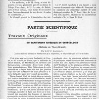 1257 - Page 1048 - Propos du jour. Du Pilori au Pinacle [J. Noir] / Partie scientifique. Travaux Originaux. Du traitement kinésique en gynécologie, (Méthode de Thure-Brandt), par le Dr. P. Kouindjy