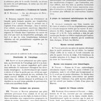 1276 - Page 1067 - Partie scientifique. L’Actualité Scientifique. Les Sociétés Savantes. Paris. Hoquet rebelle avec autopsie, (Soc. méd. des hôp, 28-1-1927) / Lymphorrhée consécutive à l’évidement de l’aisselle, (Soc. des chirurgiens de Paris ; 4-3-1927) / Lyon. Société nationale de médecine et des sciences médicales. Diverticules de l’oesophage / Fibrome simulant une grossesse / Corps étrangers du larynx / A propos du traitement radiothérapique des épithéliomas cutanés / Myome cervical antérieur / Myome sous-muqueux avec hémorrhagies / Ligature de l’iliaque externe