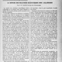 1286 - Page 1075 - Partie professionnelle. Travaux Originaux. La reprise des relations scientifiques avec l'Allemagne, par le Dr. Gabriel Batier