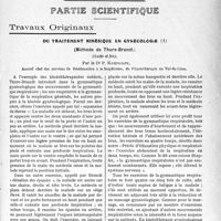 1332 - Page 1115 - Propos du jour. La justice syndicale : Les Conseils de famille [J. Noir] / Partie scientifique. Travaux Originaux. Du traitement kinésique en gynécologie, (Méthode de Thure-Brandt), (Suite et fin), par le Dr. P. Kouindjy