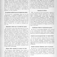 1421 - Page 1196 - Partie scientifique. L’Actualité Scientifique. Les Sociétés Savantes. Toulouse. Société d’obstétrique et de gynécologie. Imperforation de l’hymen / Pemphigus généralisé d’origine syphilitique / De quelques méfaits dus aux circulaires du cordon / Hémostase utérine par le procédé des pinces / Polype utérin simulant un cancer du corps / Deux cas de fibromes dits urinaires / Diabète et grossesse / Opération de Portes / Insuffisance rénale et vomissements graves / Ankylose sacrococcygienne dans un bassin rétréci / Ovarite ourlienne bilatérale suivie de grossesse / Taenia et métrorragies