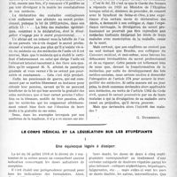 1432 - Page 1205 - Partie professionnelle. Travaux Originaux. Le secret professionnel dans l'A. M. G, au Dr. Duchesne / Le corps médical et la législation sur les stupéfiants. I, Une équivoque légale à dissiper