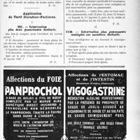 1456 - Page LXI-1229 - Correspondance. Soins aux pensionnés de guerre. Maladie causale des pensions par rapport aux soins consécutifs / Application du Tarif Durafour-Fallières. I, Intervention plus deux pansements distincts / II, Intervention plus pansements multiples sur membres distincts