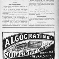 1530 - Page IX-1291 - A travers l’officiel. Brevet d’infirmières / Asiles publics d’aliénés / Thermomètres médicaux / Brevet d’infirmières / Assistance publique