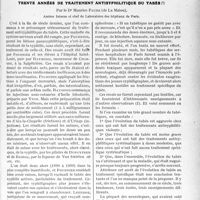 1542 - Page 1303 - Partie scientifique. Travaux Originaux. Clinique médicale des enfants, (Hôpital des enfants-malades), M. le Professeur Nobécourt. Rhumatisme cervical et cervico-sciatique chez l’enfant / Trente années de traitement antisyphilitique du tabès, par le Dr. Maurice Faure