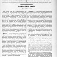 1546 - Page 1307 - Partie scientifique. Travaux Originaux. Clinique médicale des enfants, (Hôpital des enfants-malades), M. le Professeur Nobécourt. Trente années de traitement antisyphilitique du tabès, par le Dr. Maurice Faure / Tuberculose et syphilis, par Robert Sorel