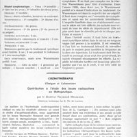 1548 - Page 1309 - Partie scientifique. Travaux Originaux. Clinique médicale des enfants, (Hôpital des enfants-malades), M. le Professeur Nobécourt. Tuberculose et syphilis, par Robert Sorel / Crénothérapie. Clinique et Laboratoire. Contribution à l’étude des boues radioactives en thérapeutique, par le Docteur Raymond Molinéry