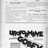 1583 - Page 1344-LVIII - Correspondance. Fiscalité. Le montant d’une assurance-vie est soumis aux Dr. oits de mutation après décès / Patente d’un médecin exerçant dans deux localités / Application du Tarif Durafour-Fallières. « Pansements » de contusion