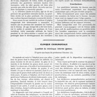 1611 - Page 1366 - Partie scientifique. Travaux Originaux. Morphologie clinique. Les gouttières thoraciques latérales, par le Dr. Dubreuil-Chambardel / Clinique chirurgicale. Luxation du ménisque interne (genou), d’après une leçon du professeur Delbet