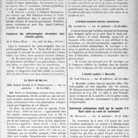 1628 - Page 1383 - Partie scientifique. L’Actualité Scientifique. Les sociétés savantes. Paris. La diphtérie chez le nourrisson, (Soc. méd. des hôp. ; 18-2-1927) / Traitement des splénomégalies chroniques dans l’hérédo-syphilis, (Soc. méd. des hôp. ; 18-2-27) / La fièvre de lait sec, (Soc. de pédiatrie ; 21-12-1926) / L’asthme essentiel chez les nourrissons, (Soc. de pédiatrie ; 21-12-1926) / L'hérédo-syphilis à Marseille, (Soc. de pédiatrie ; 21-12-1926) / Nourrisson asthmatique traité par les rayons U. V, Mort subite au cours du traitement, (Soc. de pédiatrie ; 21-l2-1926)