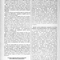 1635 - Page 1388 - Partie scientifique. L’Actualité Scientifique. Les Congrès. VIe Congrès de la Tuberculose. Les facteurs de terrain, autres que l’allergie, dans l’infection tuberculeuse / La thoracoplastie dans le traitement de la tuberculose pulmonaire