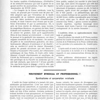 1643 - Page 1396 - Partie professionnelle. Travaux Originaux. Fédération de la presse médicale latine. Première Réunion [G. Duchesne] / Mouvement syndical et professionnel. Syndicalisme et corporation médicale