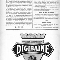1675 - Page 1420-VIII - Dernières nouvelles. Saône-et-Loire / Ecole de malariologie / Paris / A travers l’officiel. Assistance publique / Service de santé des colonies / Hygiène publique