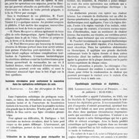 1698 - Page 1443 - Partie scientifique. L'Actualité Scientifique. Les Sociétés Savantes. Paris. Traitement préventif des phlébites post-opératoires, (Société de chirurgie ; 30-3-1927) / Incisions circulaires pour sectionner le mamelon dans les opérations esthétiques du sein, (Soc. des -chirurgiens de Paris 4-3-1927) / Utilisation de la diathermie pour réchauffer les opérés, (Soc. des chirurgiens de Paris ; 18-3-1927) / Opothérapie surrénale et diphtérie, (Soc. de pédiatrie ; 21-12-1926)