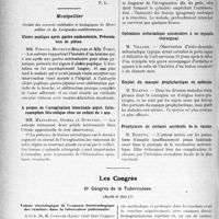 1699 - Page 1444 - Partie scientifique. L'Actualité Scientifique. Les Sociétés Savantes. Paris. Opothérapie surrénale et diphtérie, (Soc. de pédiatrie ; 21-12-1926) / Montpellier. Société des sciences médicales et biologiques de Montpellier et du Languedoc méditerranéen. Ulcère peptique après gastro-entérostomie, Présentation de pièces / A propos de l'invagination intestinale aiguë. Intussusception iléo-colique chez un enfant de 3 ans / Ophtalmie métastatique consécutive à un érysipèle chirurgical / Emploi du masque prophylactique en médecine / Prophylaxie de certains accidents de la vaccine / Les Congrès. VIe Congrès de la Tuberculose, (Suite et fin). Valeur sémiologique de l'examen bactériologique des crachats dans la tuberculose pulmonaire