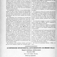 1723 - Page 1466 - Partie professionnelle. Comptes rendus, documents, pièces officielles. Syndicat de la région Nortaise / Le dispensaire départemental antituberculeux de Béziers (Hérault). Rapport-statistique médico-social, Exercice 1925, (Suite)