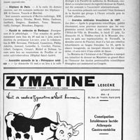 1746 - Page VII-1483 - Dernières nouvelles. Les épidémies / Val-de-Grâce / Hôpitaux de Paris / Faculté de médecine de Bordeaux / Assemblée annuelle de la « Prévoyance médicale » / Journées médicales bruxelloises de 1927