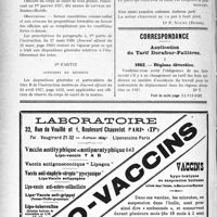 1751 - Page 1488-XII - A travers l'officiel. Service de santé de la Marine / Aphorismes. Trois sentences de Syrus / Correspondance. Application du Tarif Durafour-Fallières. Régions dévastées