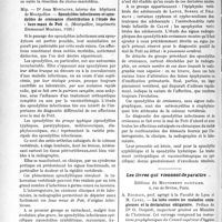 1779 - Page 1514 - Partie scientifique. L'Actualité Scientifique. Les thèses. Sur l’invasion néoplasique des ganglions carotidiens et sus-claviculaires dans les cancers de l’étage inférieur de la face (Travail du Centre anticancéreux de Rennes), par Dr. Charles Moy, (Montpellier, imprimerie « L’Abeille », Coopérative ouvrière, 1926) / Spondylites infectieuses et spondylites de croissance (Contribution à l’étude des « faux-maux de Pott »), par Dr. Jean Montagne, (Montpellier, imprimerie Emmanuel Montane, 1926) / Les livres qui viennent de paraître.