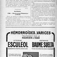 1793 - Page 1528-XLVIII - Correspondance. Application du Tarif Durafour-Fallières. Pansement et massage quotidien pour plaie contuse, plus contusion / Accidents. Recouvrement d’honoraires accidents