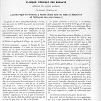 1820 - Page 1549 - Partie scientifique. Travaux Originaux. Clinique médicale des enfants, (Hôpital des enfants malades), Professeur Nobécourt. L’opothérapie thyroïdienne à hautes doses dans les états de dénutrition et l’athrepsie des nourrissons