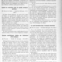 1836 - Page 1565 - Partie scientifique. L'Actualité Scientifique. Les Sociétés Savantes. Paris. Traitement des angiomes par les injections intra-tumorales de quinine, (Société de chirurgie ; 9-3-1927) / Appareil de contention pour les grands prolapsus génitaux, (Société de chirurgie ; 1. 6-3-1927) / Syncopes anesthésiques traitées par l’aDr. énaline intra-cardiaque, (Société de chirurgie ; 16-3-1927) / La rachi-anesthésie dans l'occlusion intestinale, (Société de chirurgie ; 16-3-1927)