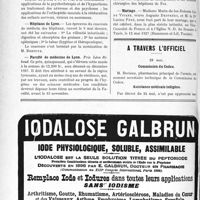 1883 - Page 1606-VIII - Dernières nouvelles. Hôpital Saint-Antoine / Ecole de psychologie / Hôpitaux de Lyon / Faculté de médecine de Lyon / Hôpitaux de Paris / Hôpitaux de Marseille / Hôpitaux de Fez / Mariage / A travers l’officiel. Commission du Codex / Assistance médicale indigène
