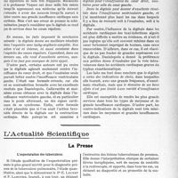 1900 - Page 1623 - Partie scientifique. Travaux Originaux. Cardiologie. Des asystolies le plus efficacement traitées par la digitale, Dr. C. Lian, agrégé / L’actualité Scientifique. La Presse. L’expectoration des tuberculeux [(Journal de médecine de Bordeaux, 25 décembre 1926)]