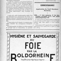 1941 - Page 1662-LX - Tuberculose et bilêmie / Correspondance. Application du Tarif Durafour-Fallières. Avis conforme. Les interventions marquées 10 fr. sont passées automatiquement à 12