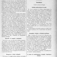 1980 - Page 1697 - Partie scientifique. L’Actualité Scientifique. Les Sociétés Savantes. Toulouse. Société de médecine, chirurgie et pharmacie. L’arythmie du gros intestin / Accident consécutif à une injection intraveineuse de cyanure de mercure / Varicelle et rougeole conjuguées / Rougeoles à forme traînante / Bordeaux. Société anatomo-clinique. Schéma radioscopique du coeur / Paraplégie d’origine encéphalo-myélitique / A propos de malformations sternales. Importance clinique