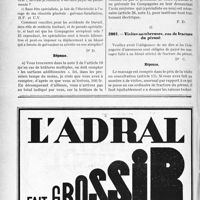 2011 - Page 1726-LVIII - Correspondance. Application du Tarif Durafour-Fallières. Brûlures multiples ; Avis conforme / Visites nombreuses, cas de fracture du péroné