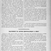 2120 - Page 1823 - Partie scientifique. Travaux Originaux. Clinique médicale des enfants, (Hôpital des Enfants-Malades), M. le professeur Nobécourt. Le myxoedème de la petite enfance / Traitement du goitre exophtalmique à Ussat
