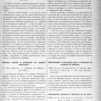 2124 - Page 1827 - Partie scientifique. L’actualité Scientifique. Les Sociétés Savantes. Paris. Sur les vomissements habituels des nourrissons, (Académie de médecine ; 24-5-1927) / Education sexuelle et prophylaxie des maladies vénériennes, (Académie de médecine ; 24-5-1927) / Radiothérapie et pilocarpine dans le traitement du synDr. ome de Mikulicz, (Soc. méd. des hôp. ; 25-3-1927) / Adénopathies inguinales et affections du col utérin, (Soc. de demi, et syph. 10-2-1927)