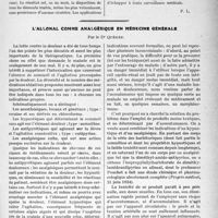 2126 - Page 1829 - Partie scientifique. L’actualité Scientifique. Les Sociétés Savantes. Paris. Herbe aux verrues, (Soc. denn. de Nancy ; 26-1-1927) / L’allonal comme analgésique en médecine générale, par le Dr. Quénée