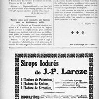 2165 - Page 1868-XII - A travers l'officiel. Réponses des Ministres aux questions des Parlementaires. L’ankylostomiase des mineurs n’est pas un accident du travail / Mesures prises pour combattre une épidémie dans un établissement public