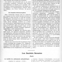2183 - Page 1886 - Partie scientifique. L'actualité Scientifique. La Presse. La maladie de Léo Buerger. Que faut-il entendre. e par troubles trophiques d’origine vasculaire ? [(La Presse médicale, 22 janvier 1927)] / Des stomatites infectieuses graves [(Journ. de médecine de Bordeaux, 10 janvier 1927)] / Les Sociétés Savantes. Paris. Le contrôle des médicaments antisyphilitiques, (Académie de médecine ; 5-1927)