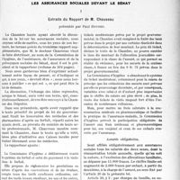 2186 - Page 1889 - Partie professionnelle. Travaux Originaux. Les assurances sociales devant le sénat. Extraits du Rapport de M. Chauveau