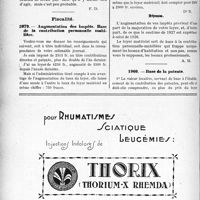 2211 - Page 1914-LIV - Correspondance. Application du Tarif Maginot. La rétroactivité de l’augmentation du tarif / Fiscalité. Augmentation des impôts. Base de la contribution personnelle mobilière / Base de la patente