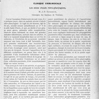 2230 - Page 1933 - Partie scientifique. Travaux Originaux. Des indications de la roentgenthérapie prostatique, par le Dr. Ch. Guilbert / Clinique chirurgicale. Les abcès chauds rétro-pharyngiens, M. J. -P. Tourneux