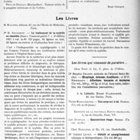 2244 - Page 1947 - Partie scientifique. L’Actualité Scientifique. Les Congrès. Société Française d’Ophtalmologie — XLe Congrès [René Onfray] / Les Livres. Le traitement de la syphilis en clientèle, par Pr H. Gougerot, M. Maloine, éditeur, Paris / Les livres qui viennent de paraître...
