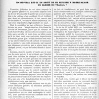 2247 - Page 1950 - Partie professionnelle. Travaux Originaux. Un hôpital est-il en Droit de se refuser à hospitaliser un blessé du travail ? [Dr. Paul Boudin]